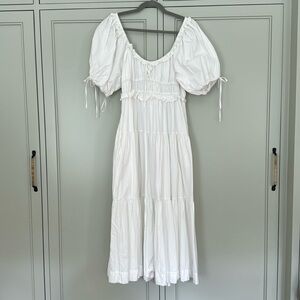 En Saison Poplin Tiered Cotton Midi Dress in Off White // L // worn once